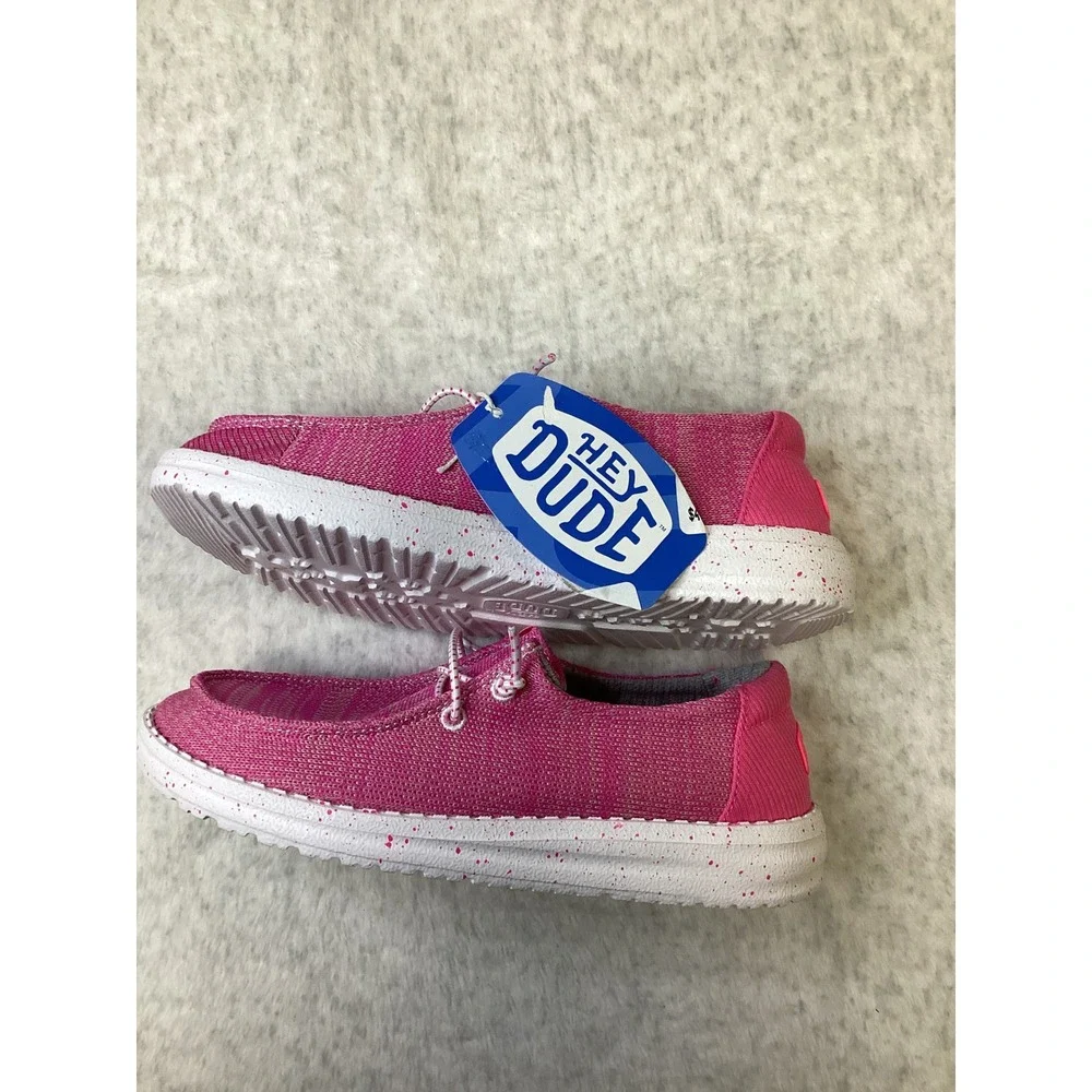 Hey Dude Wendy Youth Sport Mesh Bright Pink Slip On Loafers 40449-6WX Size YT4